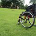 Purple wheelchair on grass
